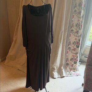 Miss Tina Dark Brown Maxi Dress with Ruched Sides